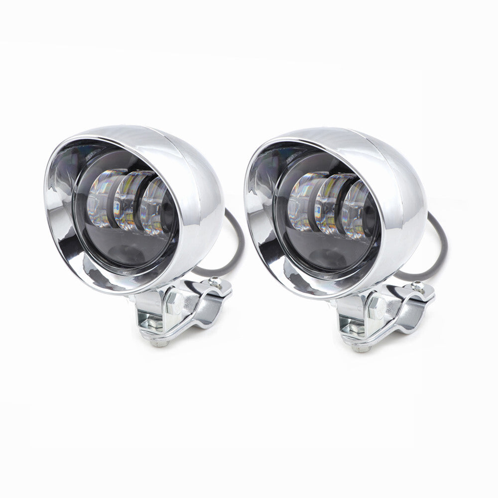 Motorcycle LED Bullet Passing Spot Fog Light With Guard Bar Mount Bracket Clamp Q