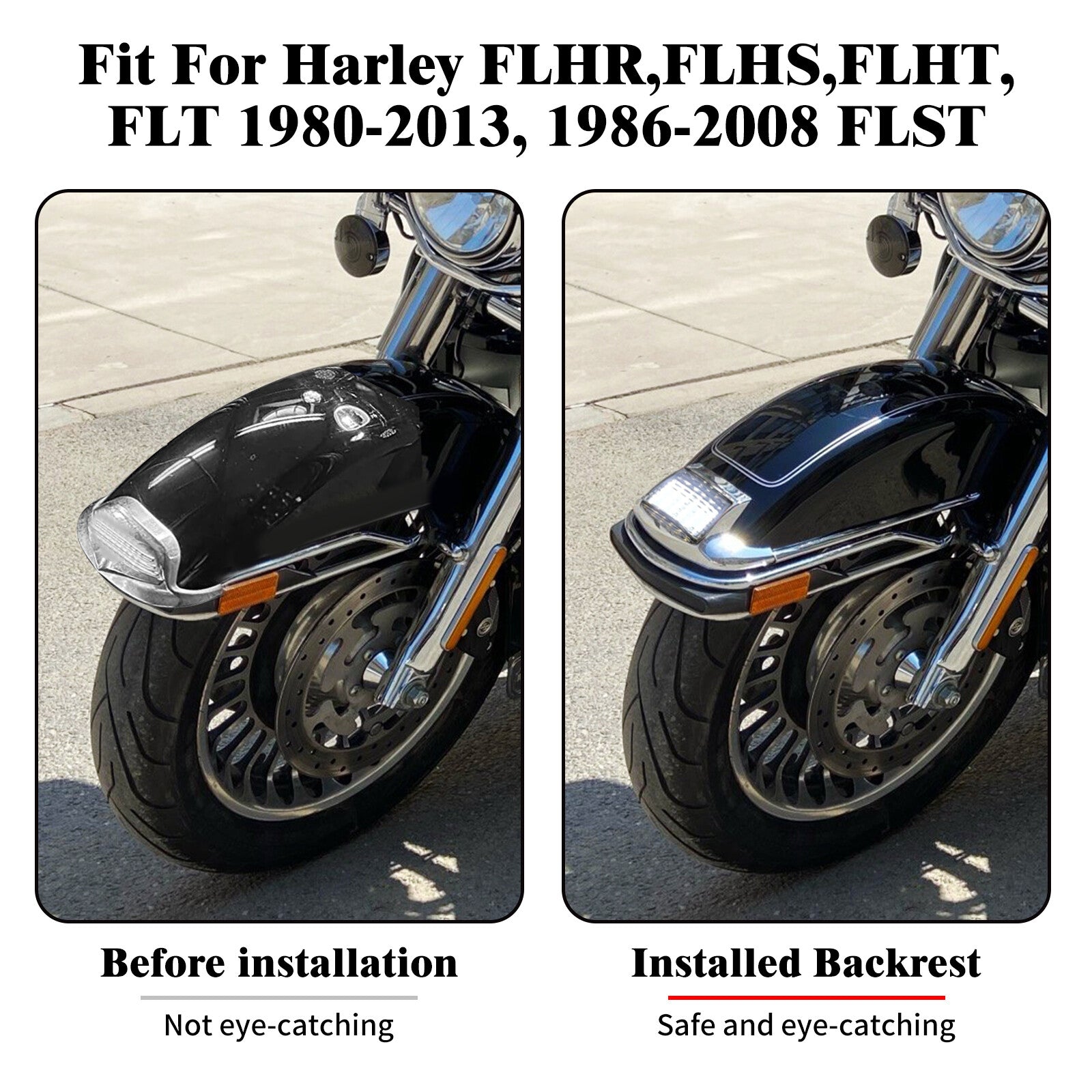 Front Fender w/ Somke Lens Tip LED Light for Harley Electra Road Glide Softail Q
