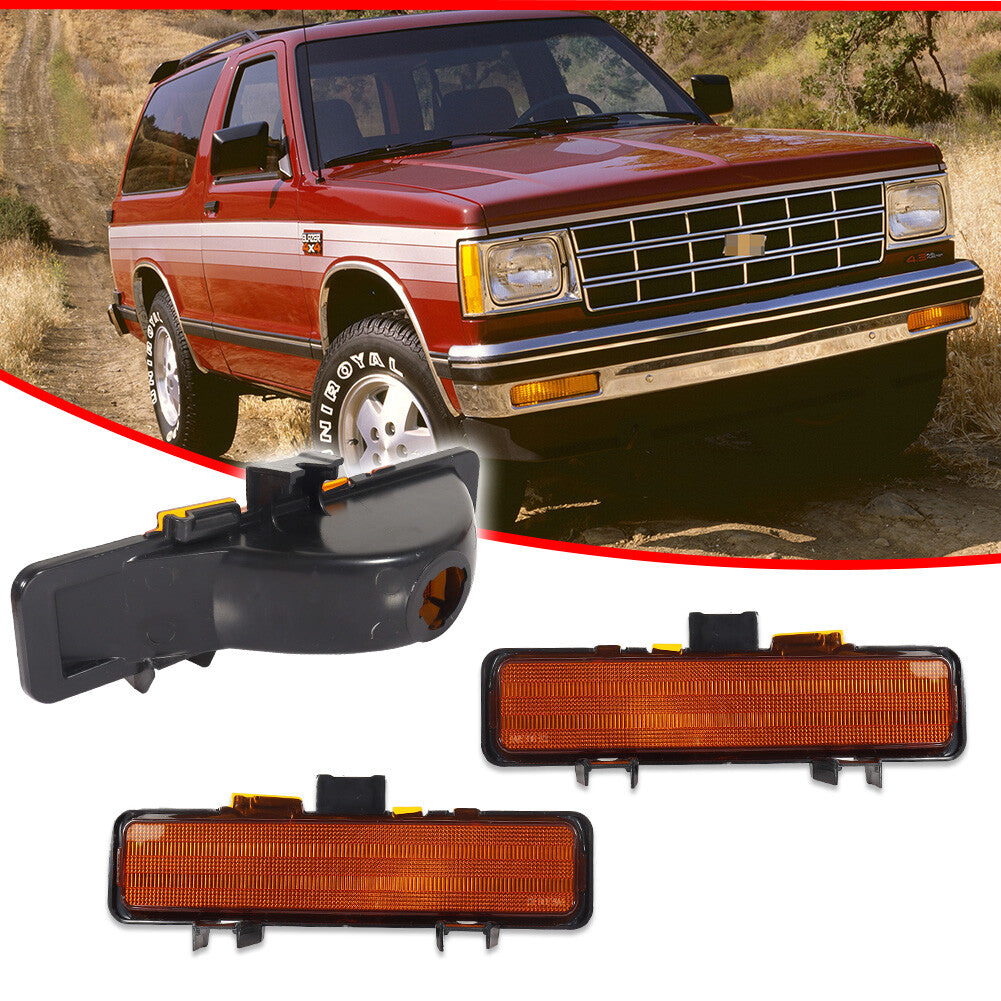 For 82 - 94 Jimmy Blazer Sonoma S10 S15 Amber Turn Signal Parking Bumper Light Kit - v