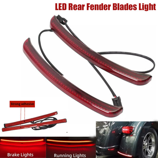 Rear fender blade LED running brake turn signal lights for Harley Tri Glide Red - n