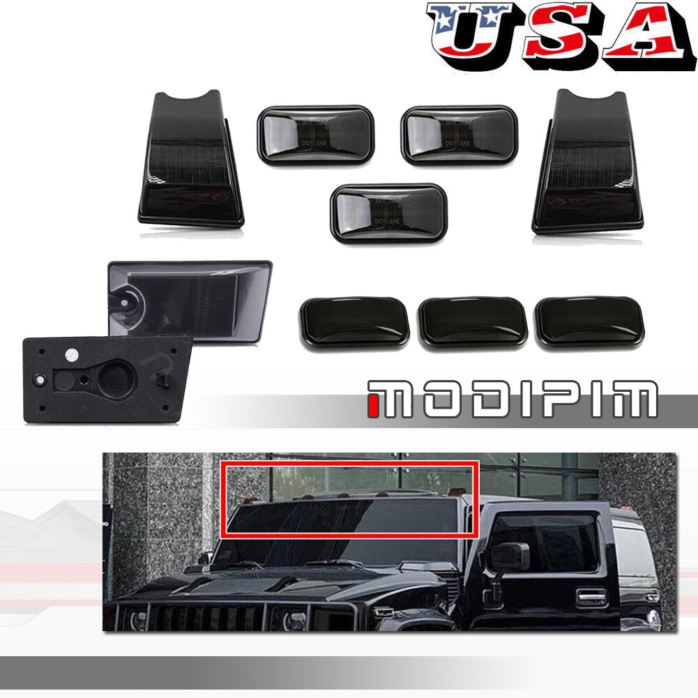 10-Pack Smoke Front + Rear Top Roof Running Light Kit for 2003-2009 for Hummer H2 - v