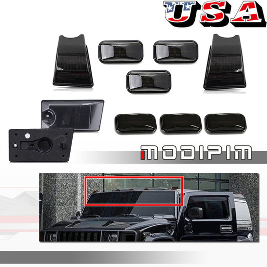 10-Pack Smoke Front + Rear Top Roof Running Light Kit for 2003-2009 for Hummer H2 - v