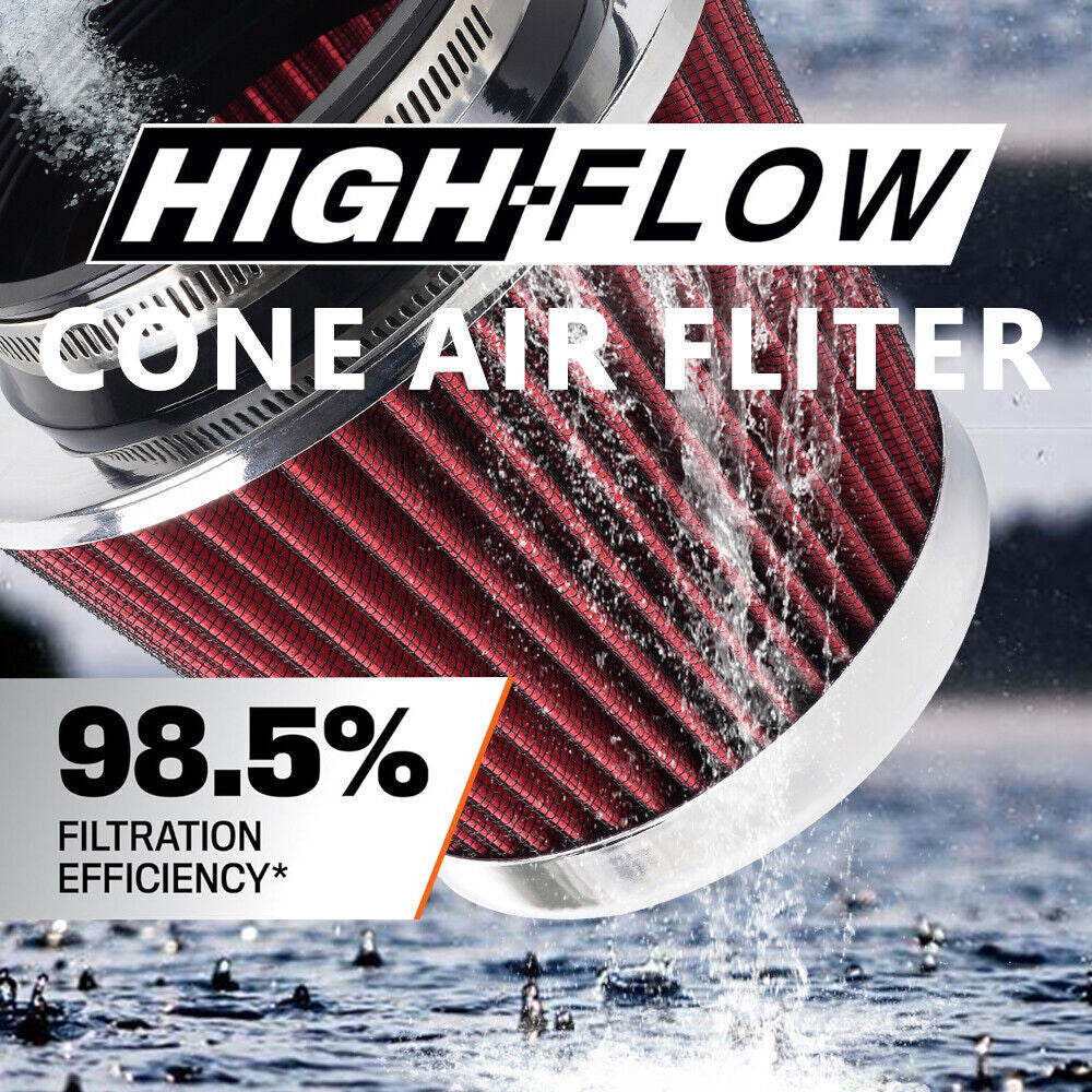 Red Cold Air Intake High Flow Performance Air Filter 3/3.5/4 Inlet 5 Tall Q