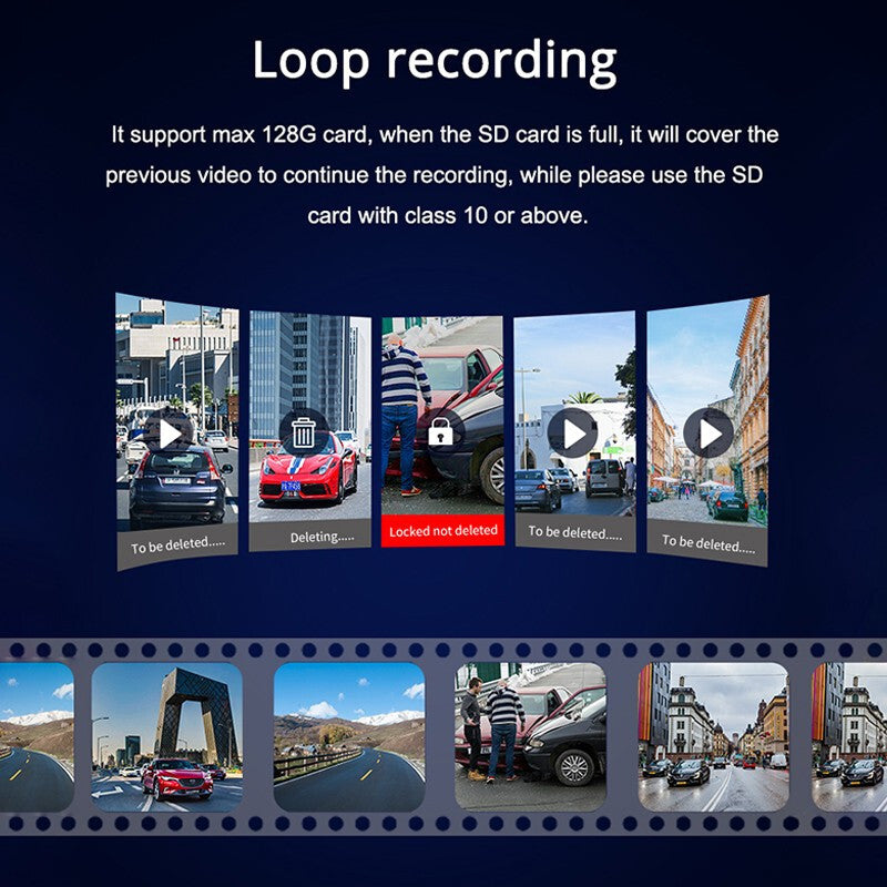 Dual Lens Car DVR Dash Cam Video Recorder 1080P Front And Inside Camera G-Sensor