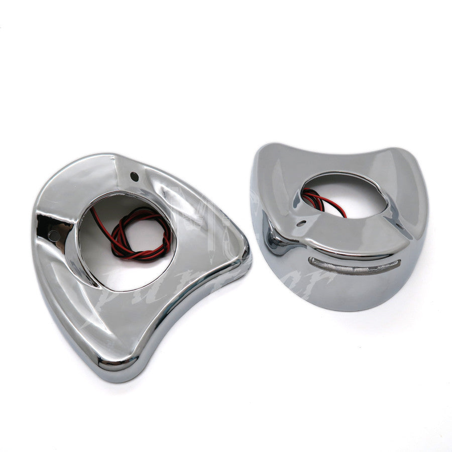 Chrome Fairing Mount Mirror White LED Light Cover Cap for Harley Touring 96-13 Q