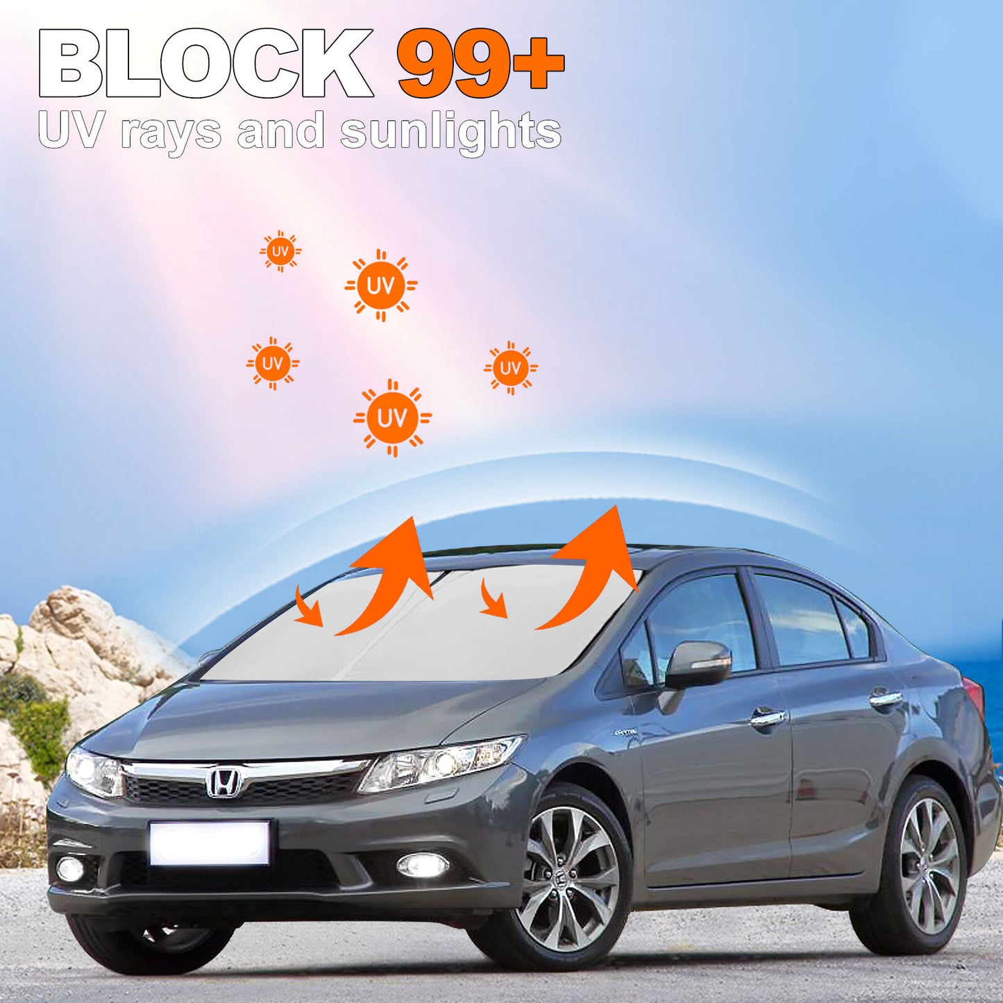 Customized version of 2006-2011 for Honda for Civic windshield sunshade UV shield cover - n