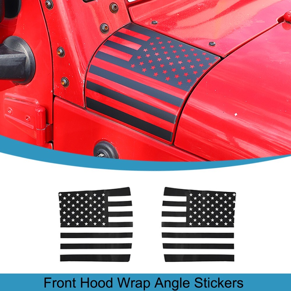 PVC Side Hood Body Armor Cowl Sticker Decal US Flag for Jeep for Wrangler JK 2007-17