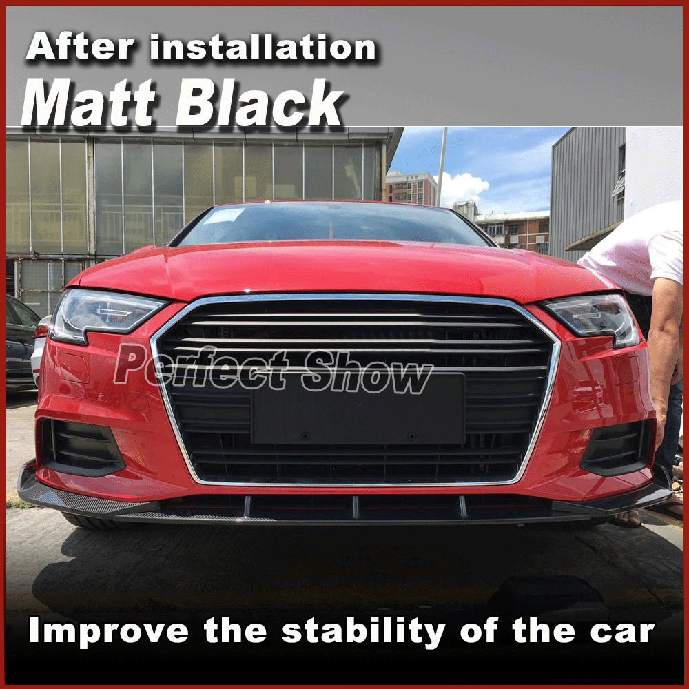 Fit for Audi A3 Sedan 2017-18 Matt Black Front Bumper Chin Lip Spoiler Splitter