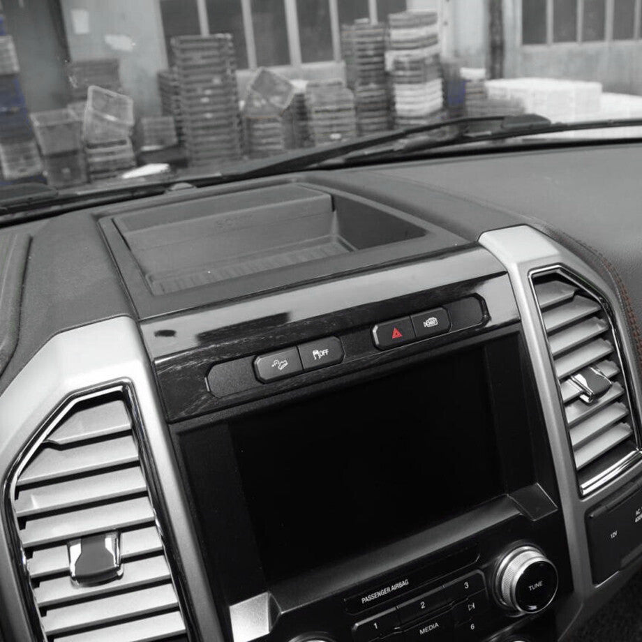 For 15 - 20 F150 Black Wood Grain Emergency Llight Switch Panel Cover Trim v