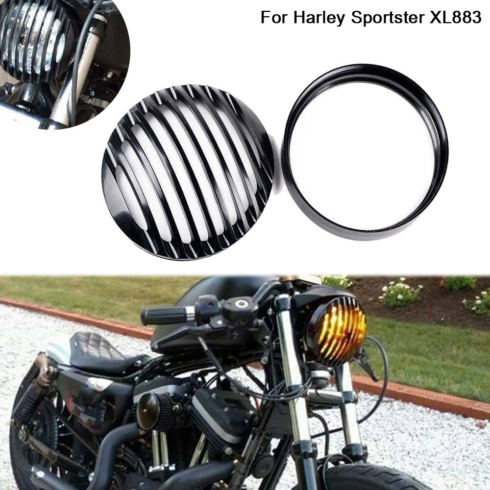 5.75-inch Motorcycle Black Headlight Grille Cover Bezel for Harley Sportster XL Dyna