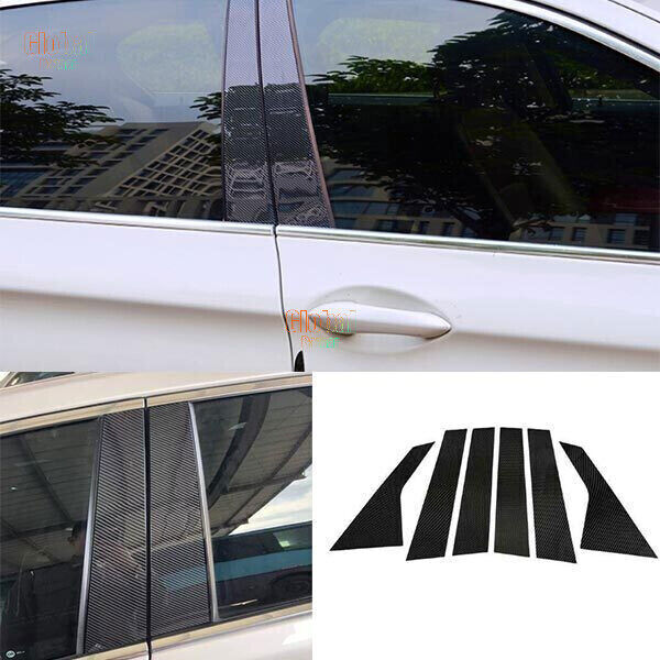 for Cadillac XTS 2013-2019 Carbon Fiber PC Window BC Pillar Post Strip Trim 6PCS