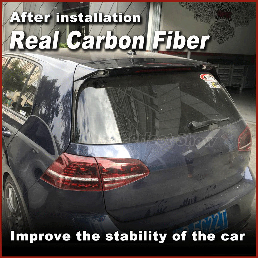 for VW GOLF7 VII MK7 GTI 2014-2017 REAL Carbon Rear Roof Top Window Spoiler Wing