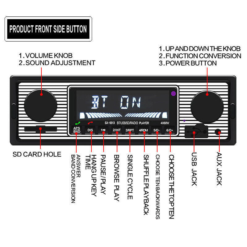 4-Channel Digital Bluetooth Audio USB/FM/WMA/MP3/WAV Radio Stereo Player Parts v