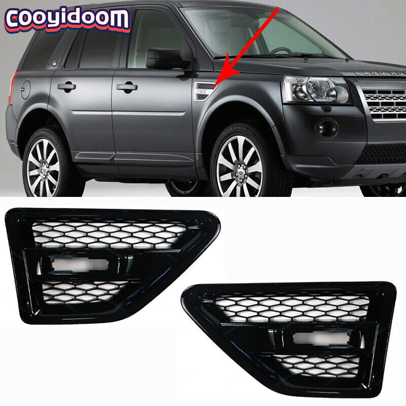Suitable for 2006-2014 for Land Rover Freelander 2 L359, black pair of fender grille covers.
