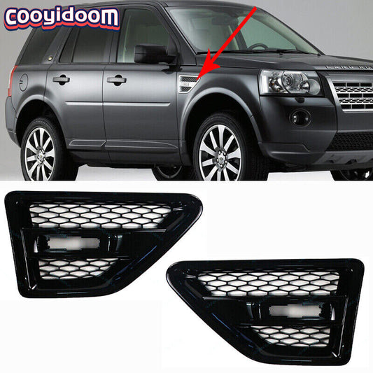 Suitable for 2006-2014 for Land Rover Freelander 2 L359, black pair of fender grille covers.