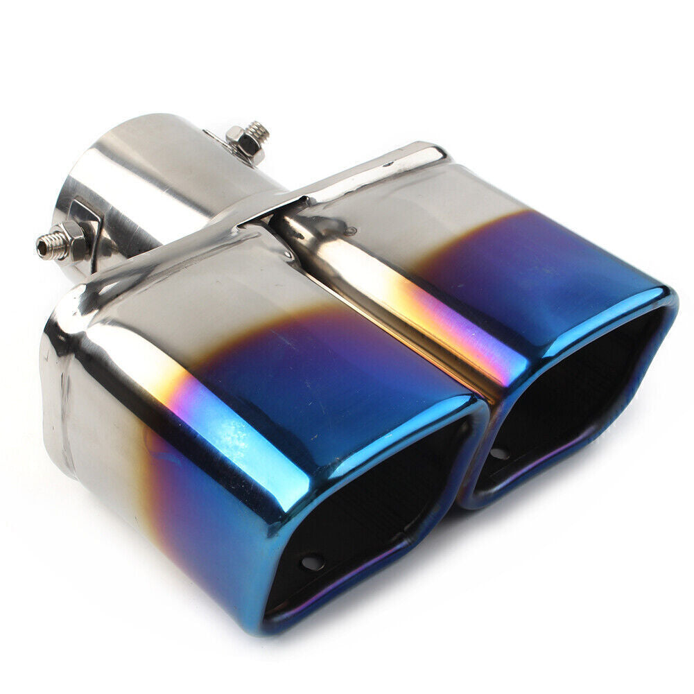 Universal Dual Rear Exhaust Pipe Tail Muffler Tip Square Accessories Straight