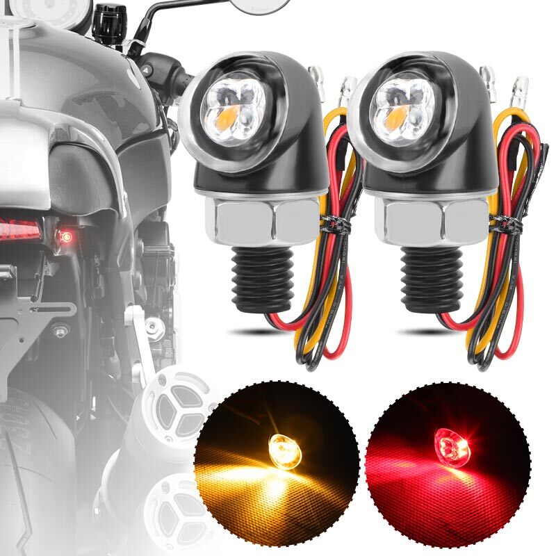 2X for Mini LED Tail Motorcycle Turn Signal Indicator Brake Light Lamp 12V Red/Amber