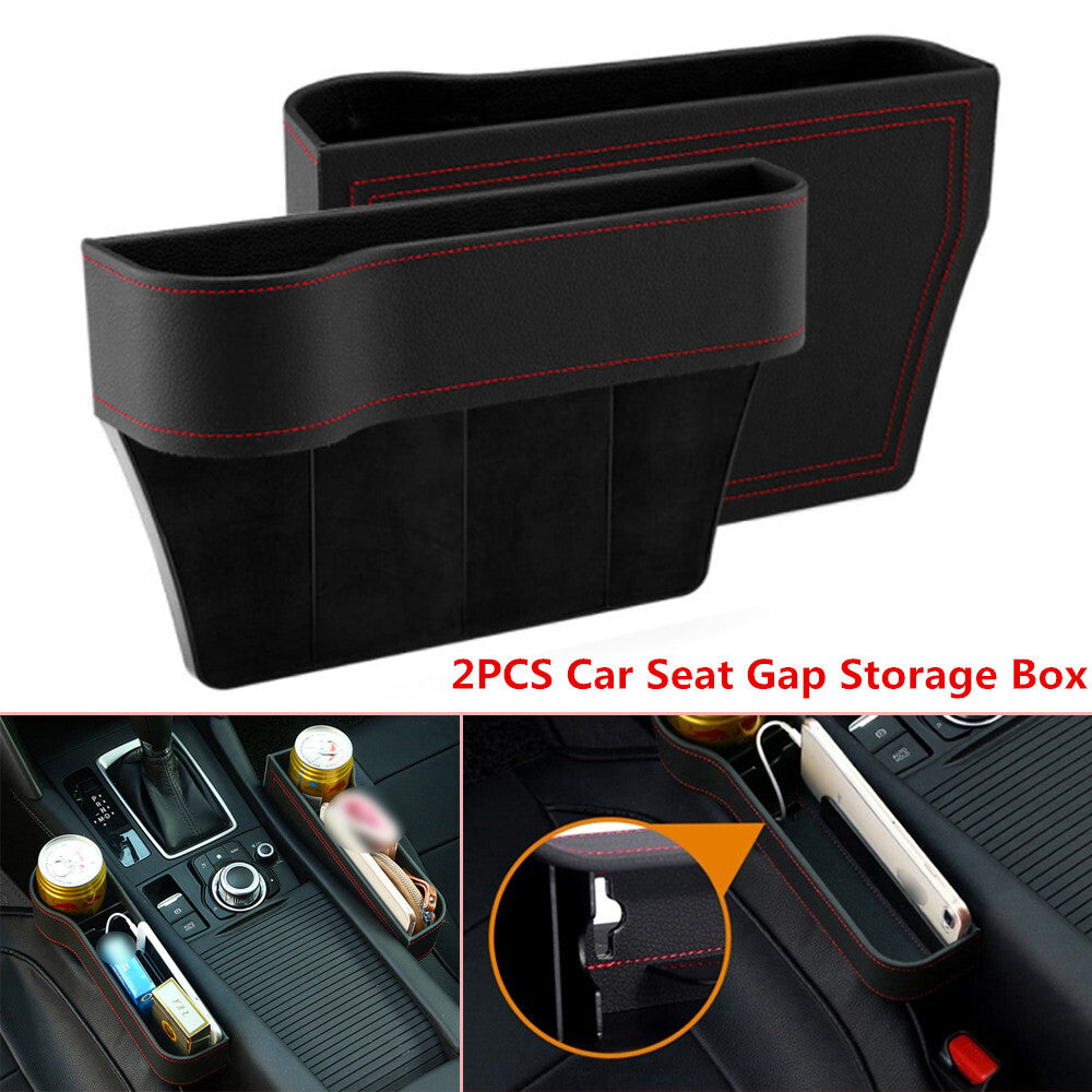 2-Piece Car for Seat Gap Storage Box, Cup Holder, Small Item Storage Box, Polyurethane Synthetic Leather L+R- n