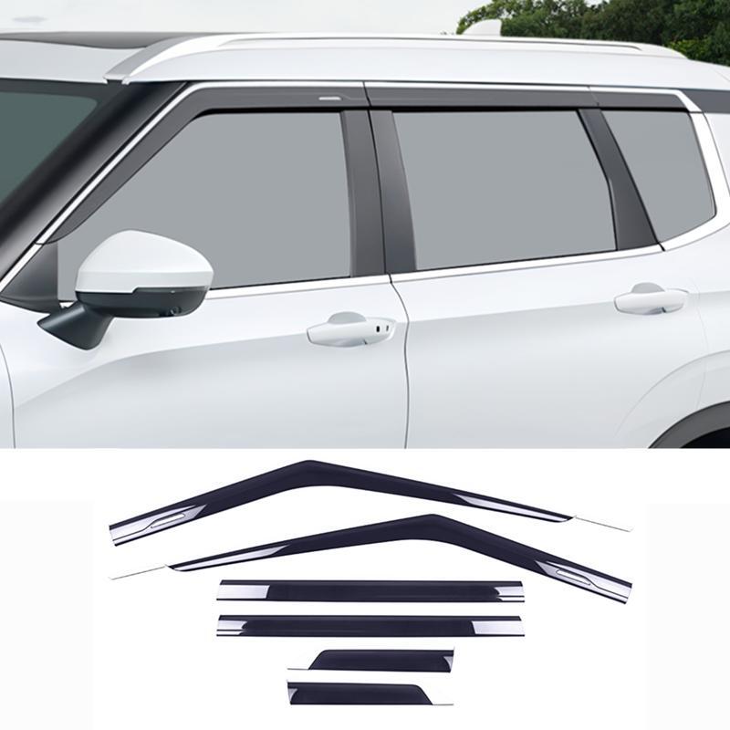 Visor Vent Shades Sun Rain Guard steel+black for Mitsubishi Outlander 2022-2023