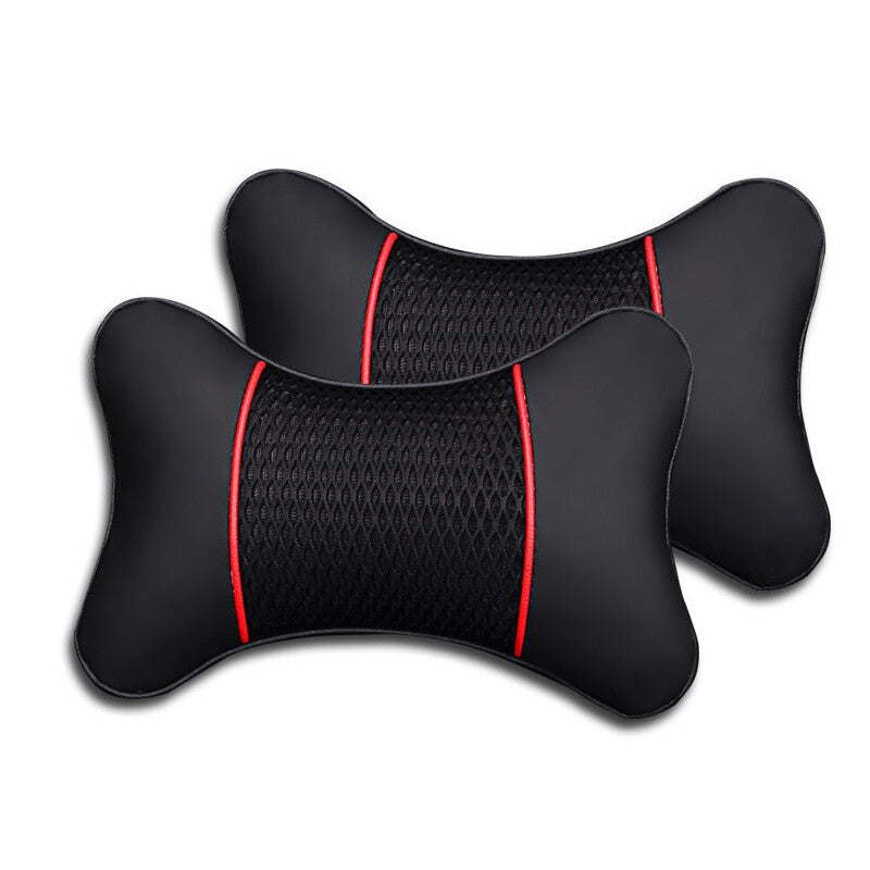 Beautiful car safety for seat headrest cushion pillow PU leather knitted neck rest support - n