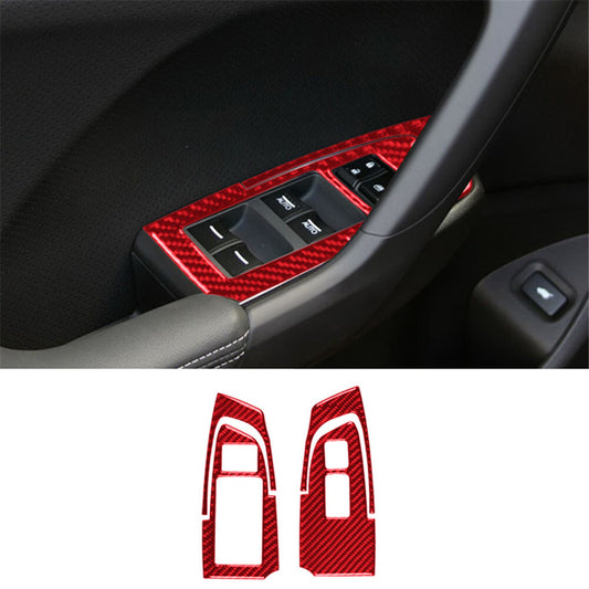 Red Carbon Fiber Steering Wheel Button Frame Trim For GT-R R35 2008-2016 v