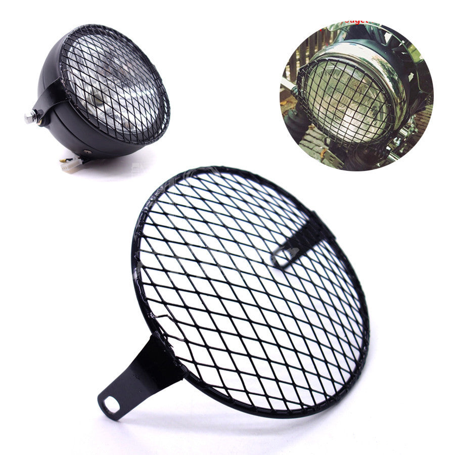 6.3 Retro Metal Motorcycle Grill Diamond Side Mount Headlight Cover Cafe Racer Q