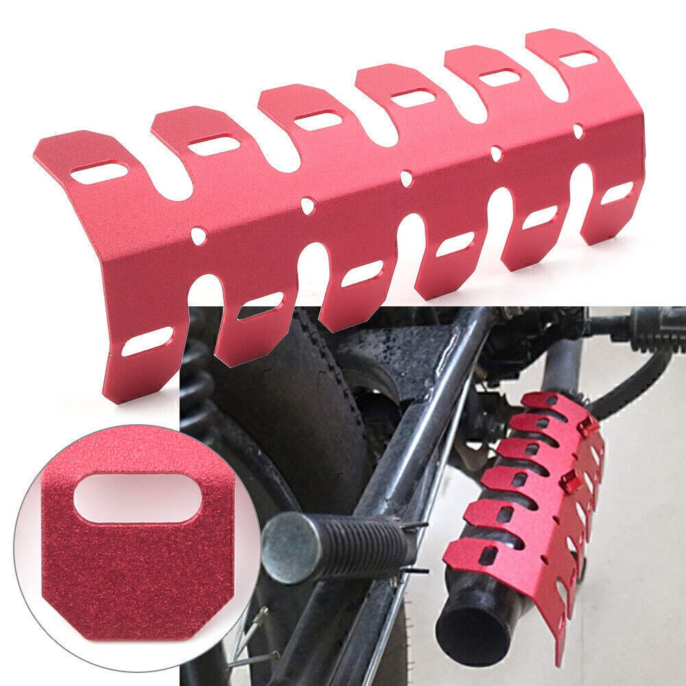 Red Motorcycle Exhaust Muffler Pipe Heat Shield Cover Heel Guard Fit Dirt Bike Q