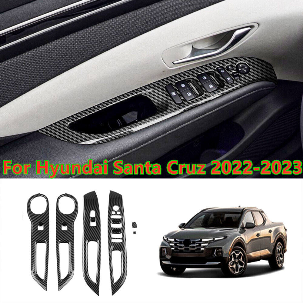 for Hyundai Santa Cruz 2022 4PC Carbon Fiber Window Lift Panel Switch Cover Trim