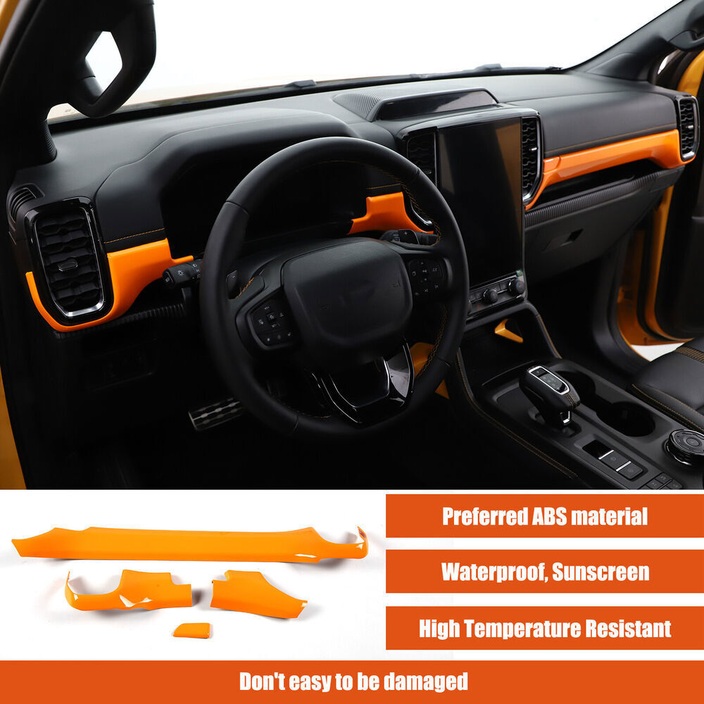 ABS Orange Car Center Dashboard Cover Decorative Trim For Ranger 23-2024 B n