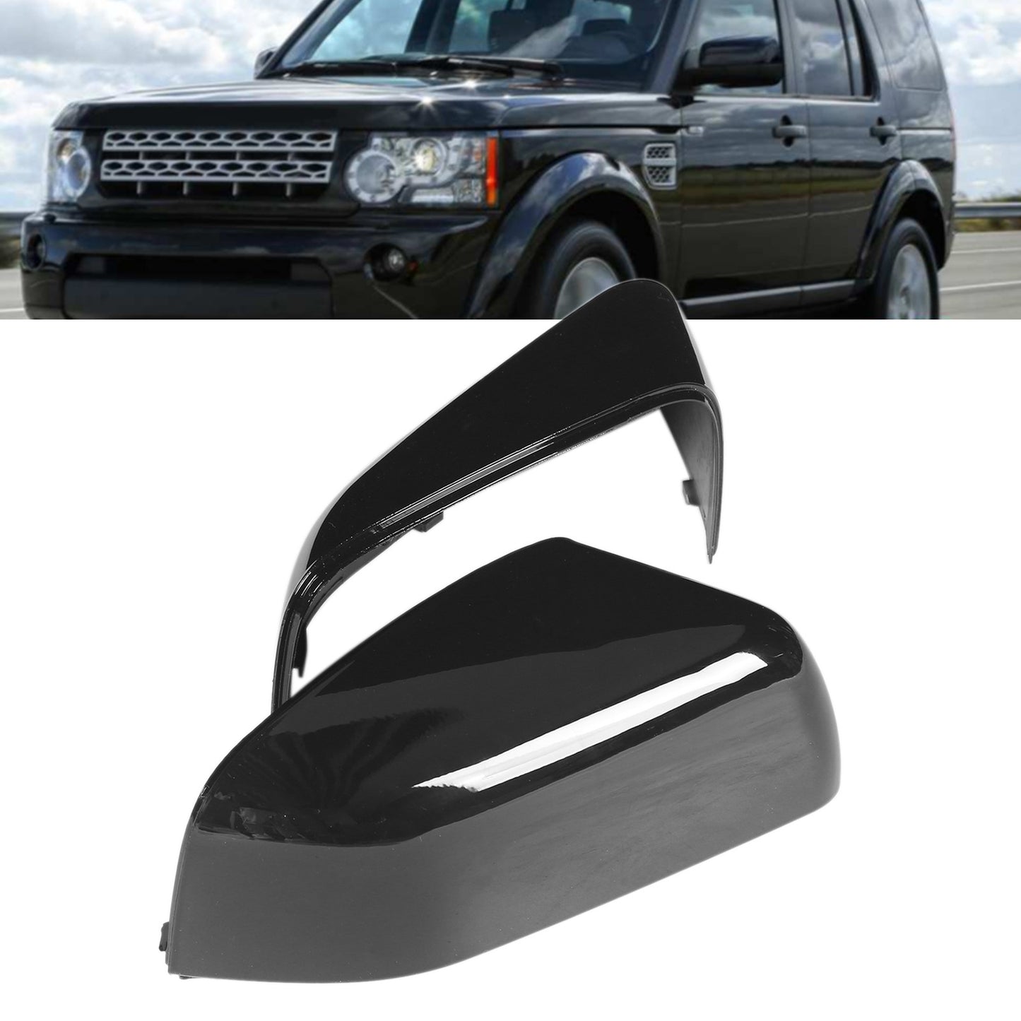 2 PCS Glossy Black Door Mirror Cover LR019962 Replacement For LR2 LR4 Q