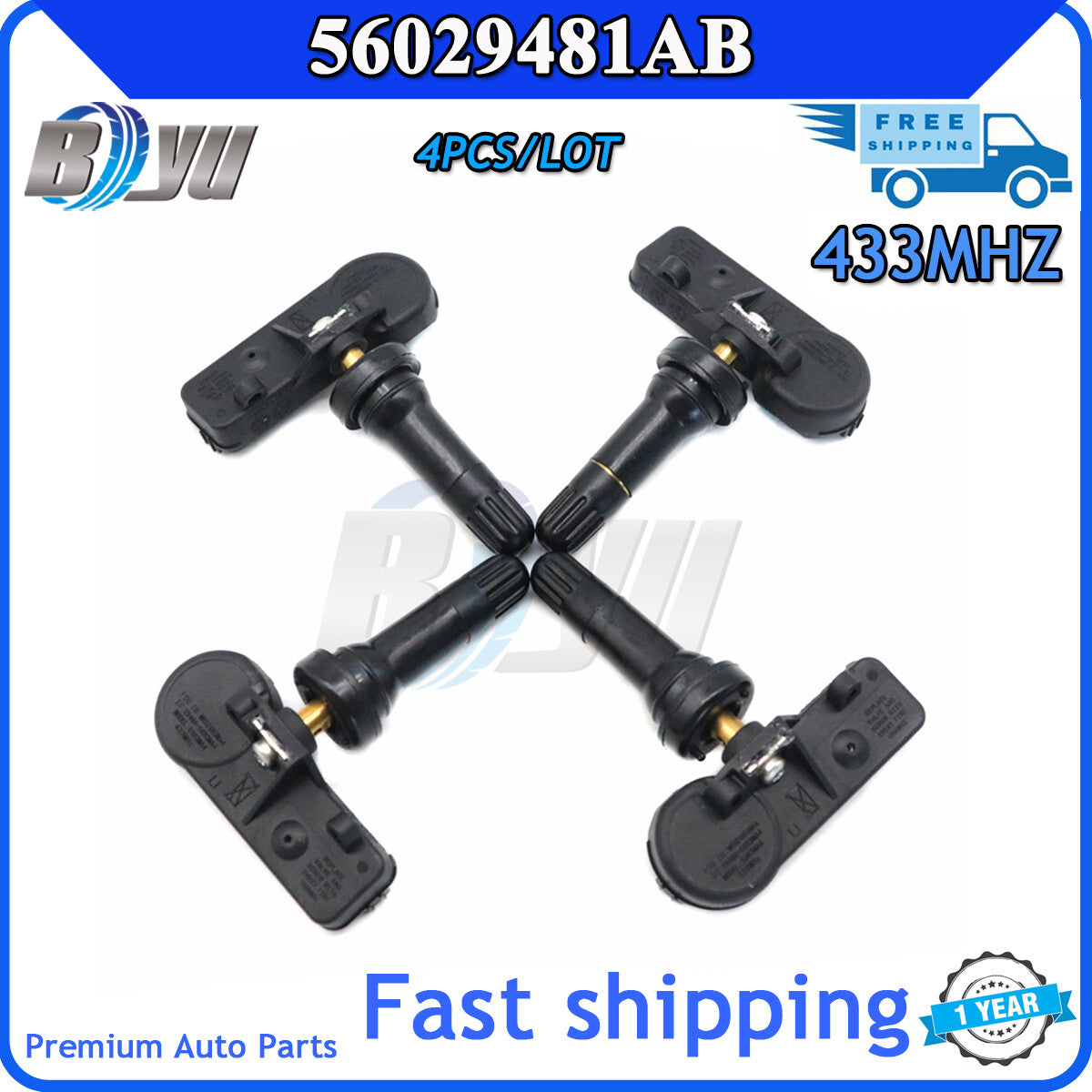 4-pack TPMS tire pressure sensors 56029481AB 433MHz for Jeep Grand Cherokee 08-10- v