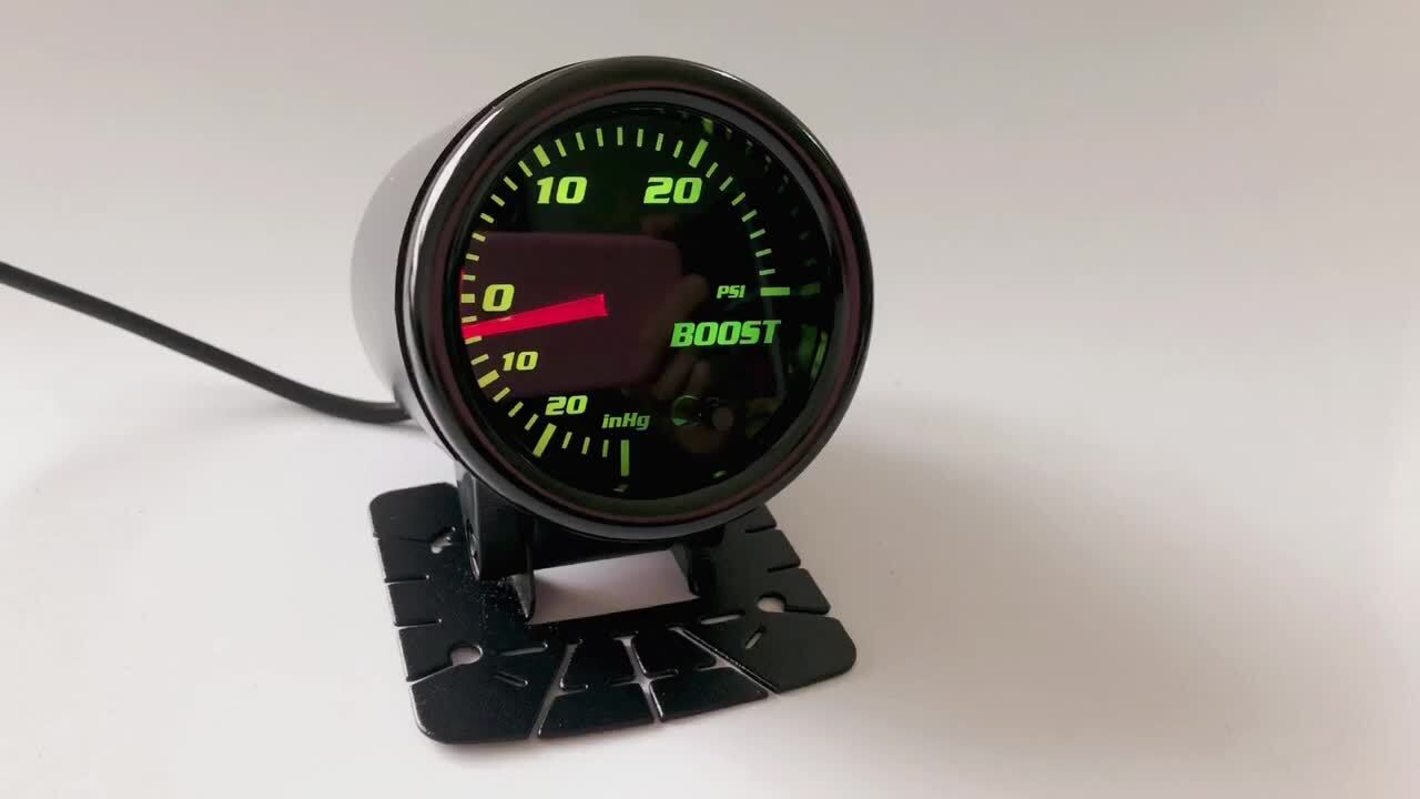 2 Turbo Boost Meter 7 Color Tined 0-30 PSI Pressure Vacuum Boost Gauge With Cup