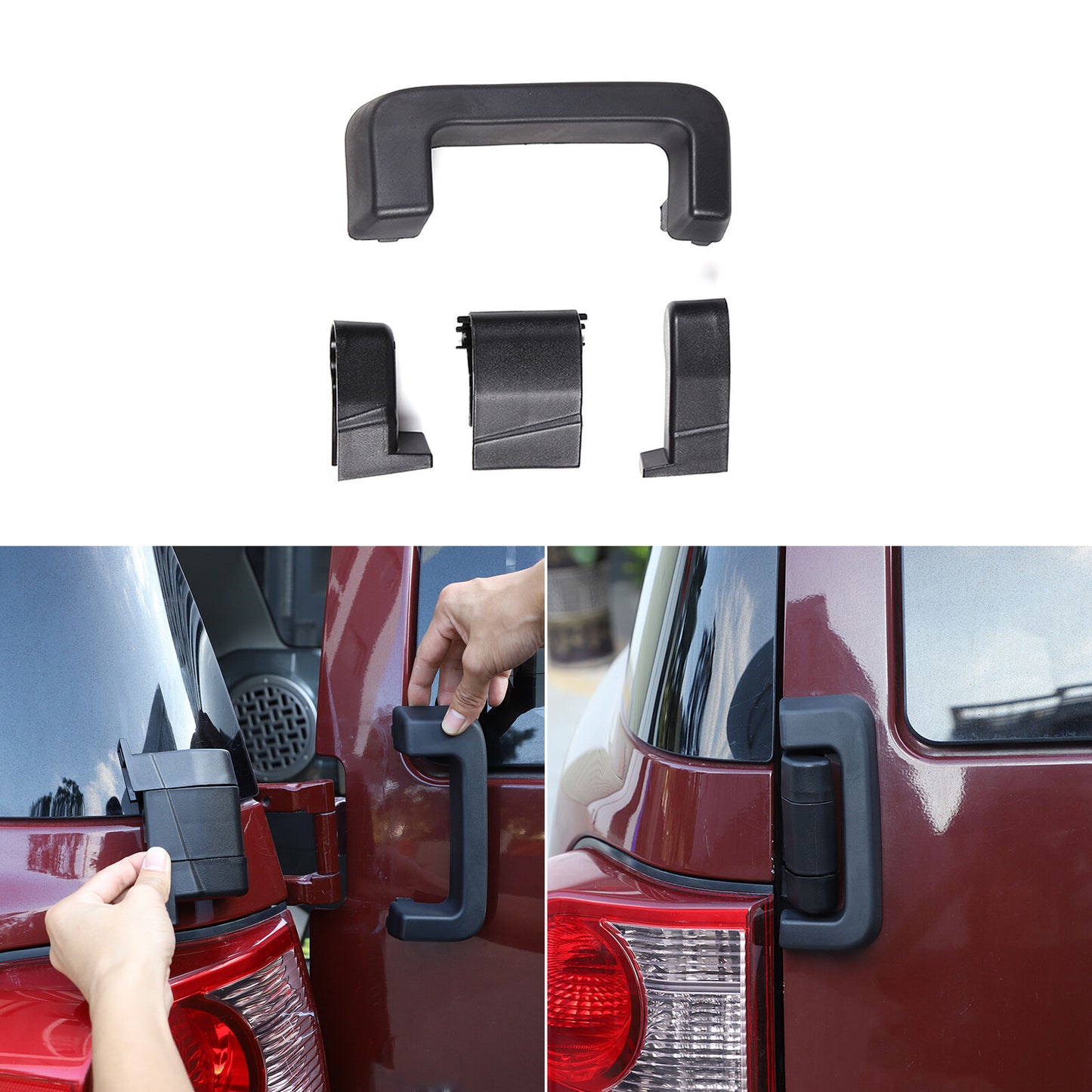 For FJ Cruiser 2007-2021, exterior tailgate hinge cover trim in black. n