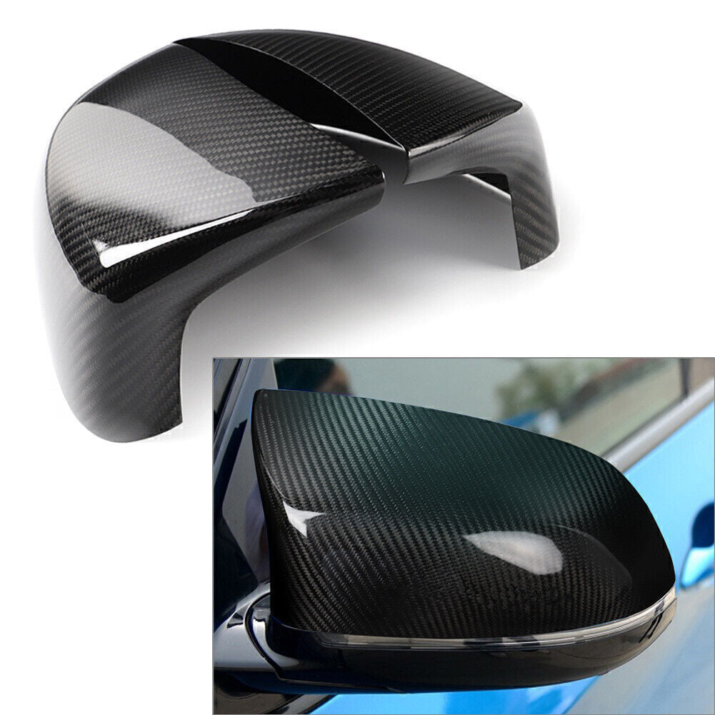 CARBON FIBER SIDE MIRROR COVER CAPS OVERLAY FOR 15-18 for BMW F85 X5M F86 X6M 2PCS