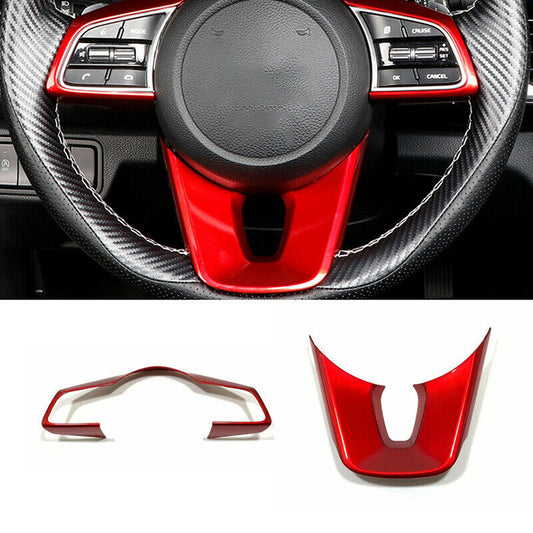 for Kia Forte 2019-2021 Red Interior Steering Wheel Molding Cover Trim Frame 2P