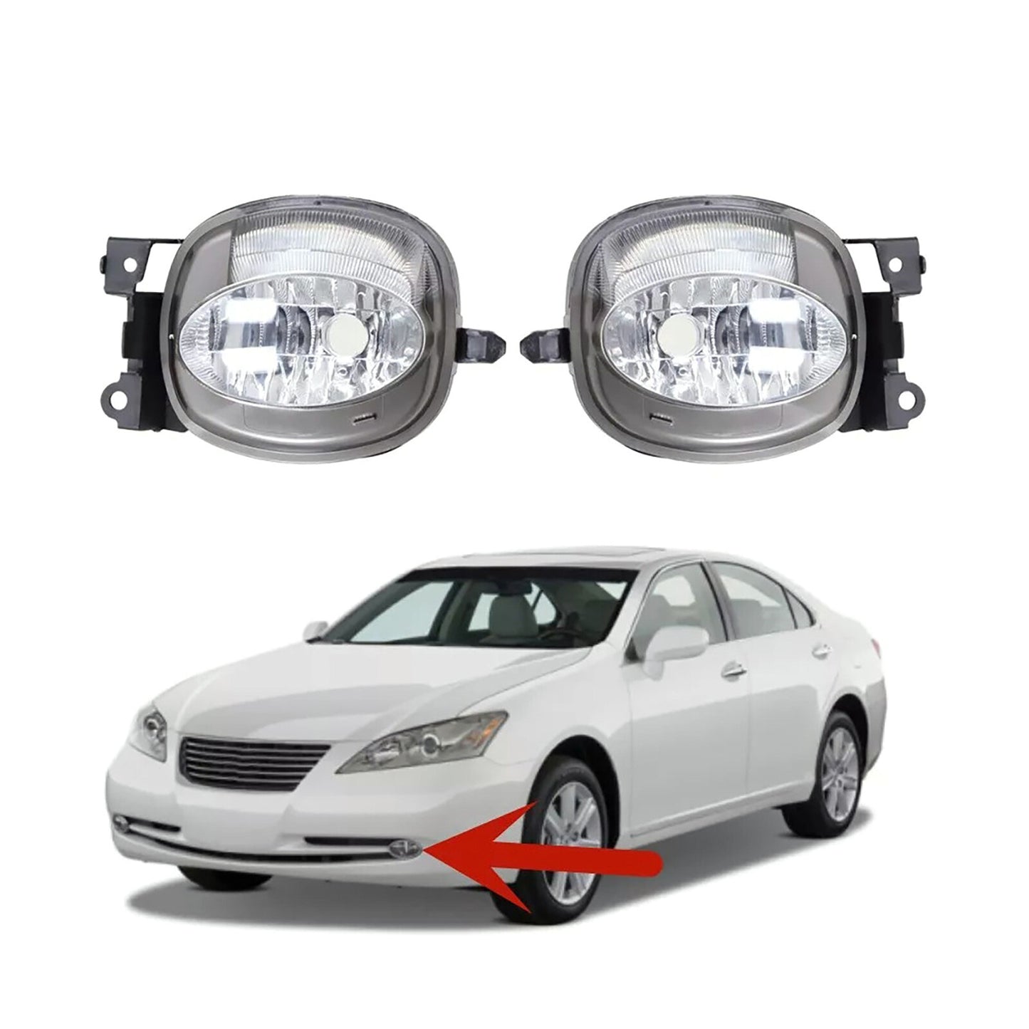1 Pair Bumper Chrome Fog Light Fog Lamp Kit for Lexus ES350 2007 2008 2009