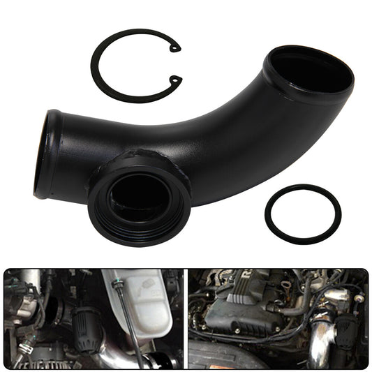 For SSQV SQV Blow Off Valve Tube Pipe 2.25 90 Degree Elbow Flange Adapter Black