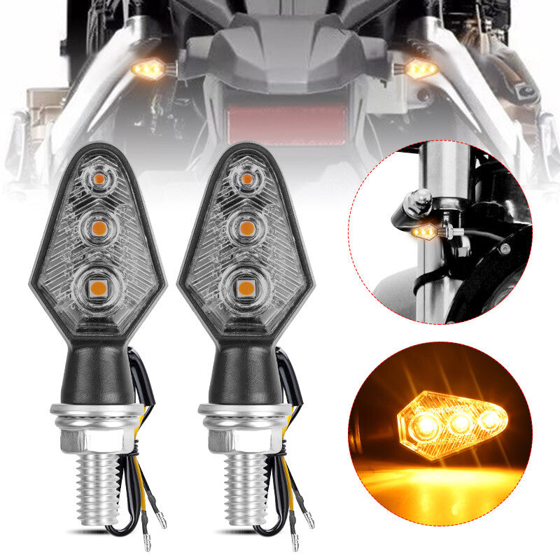 2X Amber for Mini Motorcycle LED Turn Signals Indicator Blinker Light Universal 12V