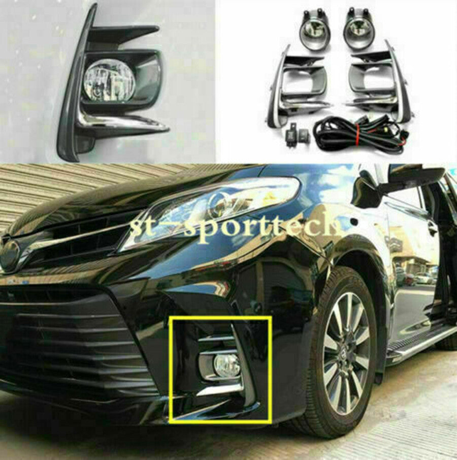 Fog Light Kit For 2018-2020 for Toyota for Sienna Switch Bulbs Bezel Wire Harness Black