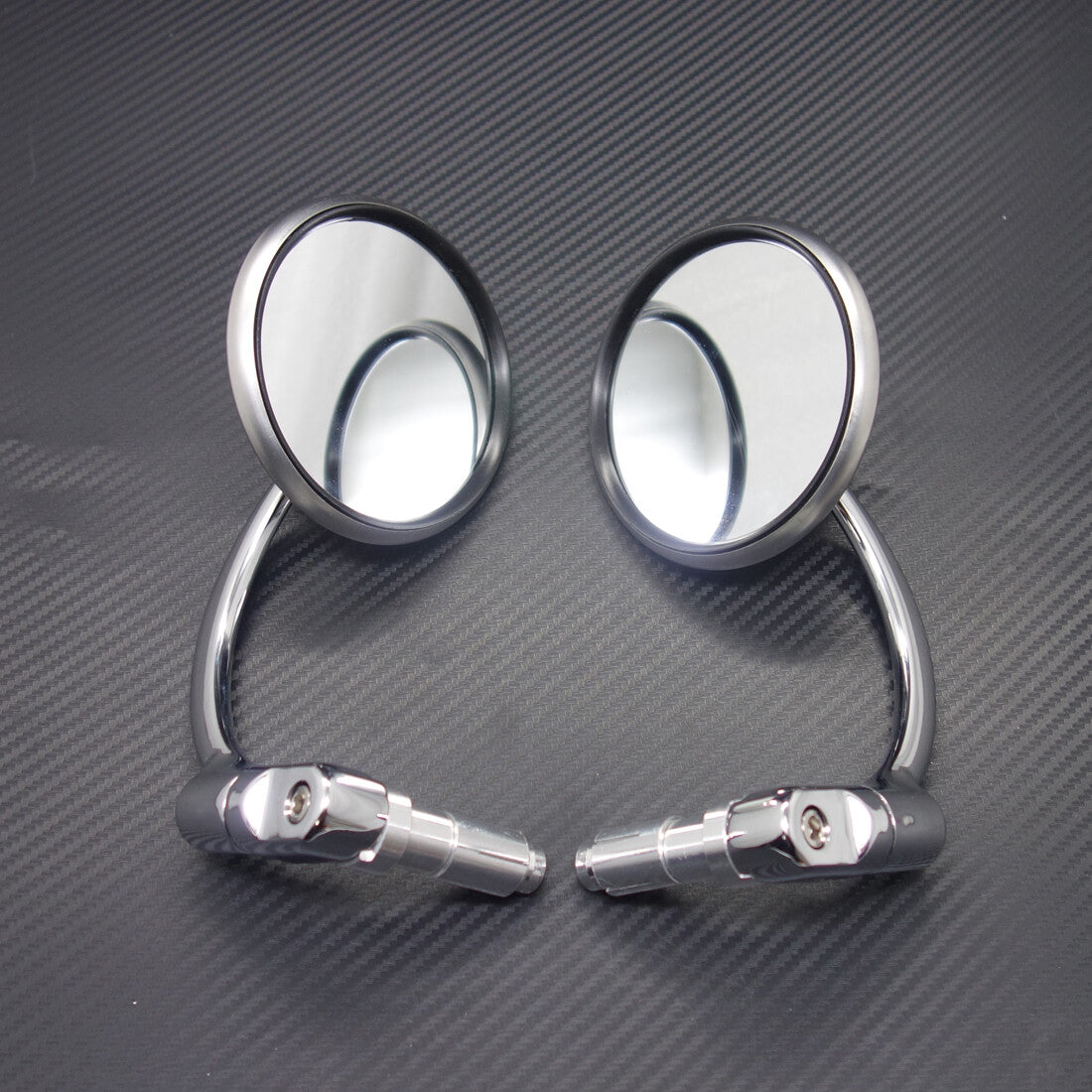 Silver Retro Metal 7/8 Handle Bar End Side Round Rearview Mirror For Cafe Racer Q