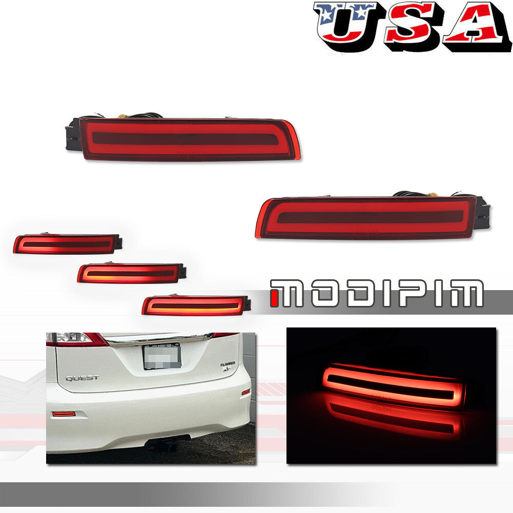 for Infiniti FX35 FX37 QX70 for Sentra Red Lens LED Rear Bumper Brake Lights v