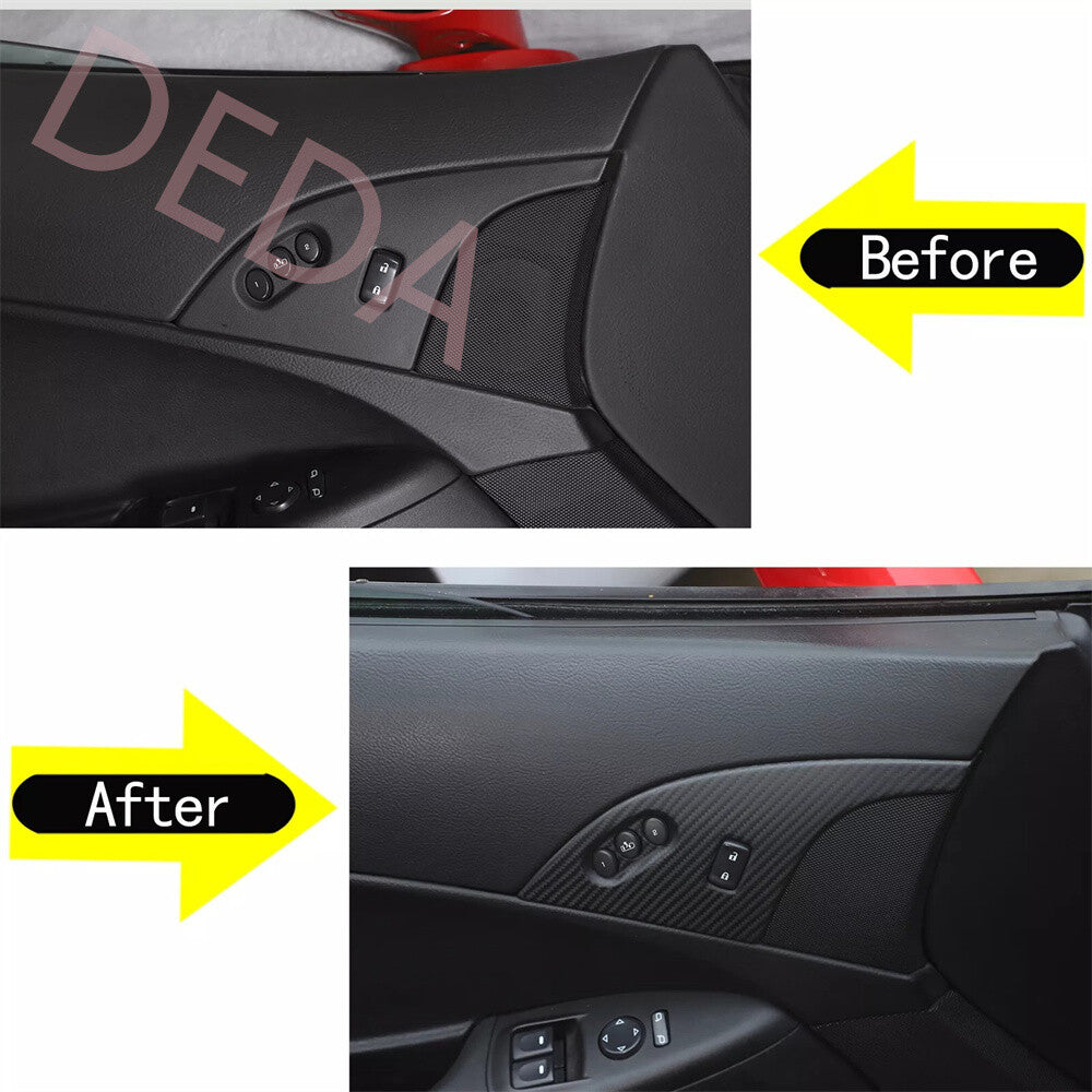 Matte Carbon Fiber Child Door Lock Panel Cover for Chevrolet for Corvette C6 2005-13