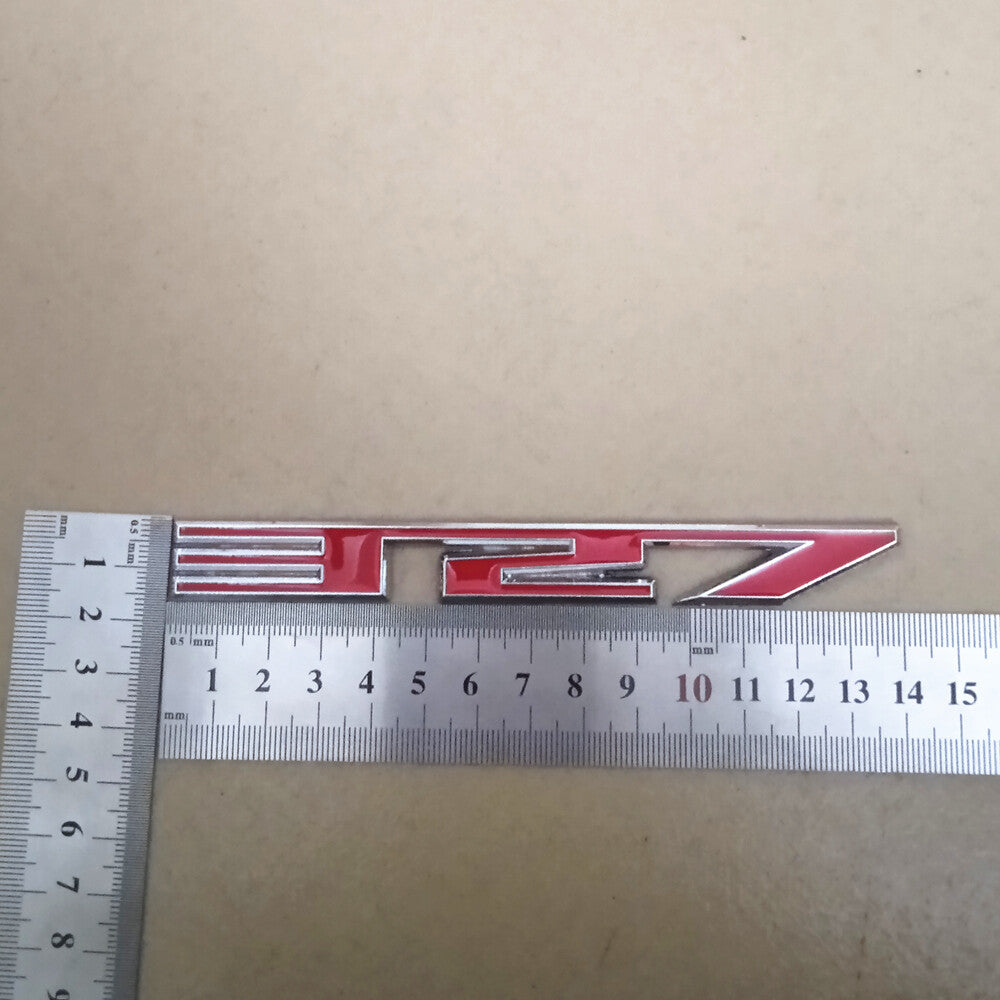 2x Red Chrome 327 Silver Metal Badge Emblem Decal Sticker Utility 3D Motor Grand