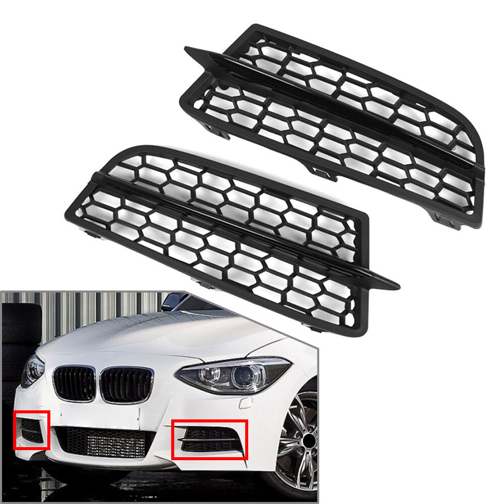Pair HoneycombFront Bumper Fog Light Grille for BMW 1-Series F20 F21 2011-2015