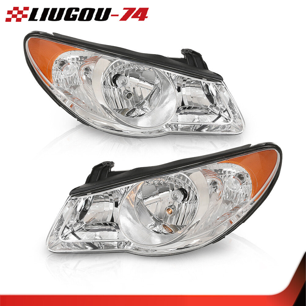 Suitable for 2007, 2008, 2009, and 2010 for Hyundai for Elantra chrome plated headlight assembly transparent lens- v