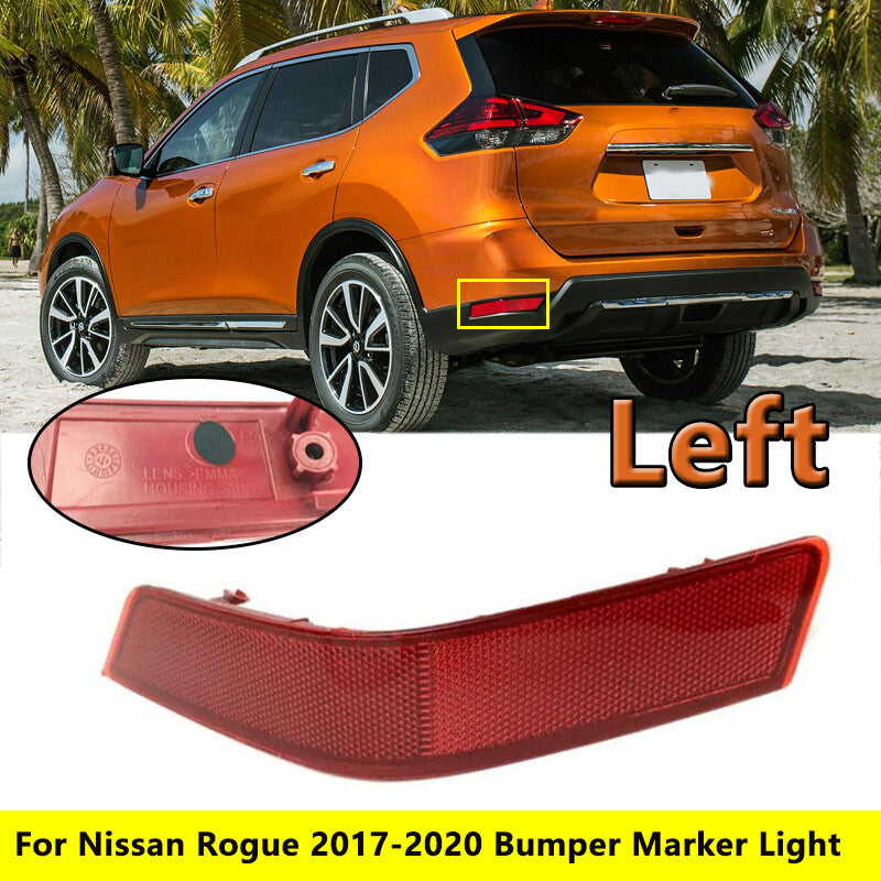 Rear bumper marker light reflector on the left, applicable to for Nissan Rogue 2017 - 2018 - 2020.