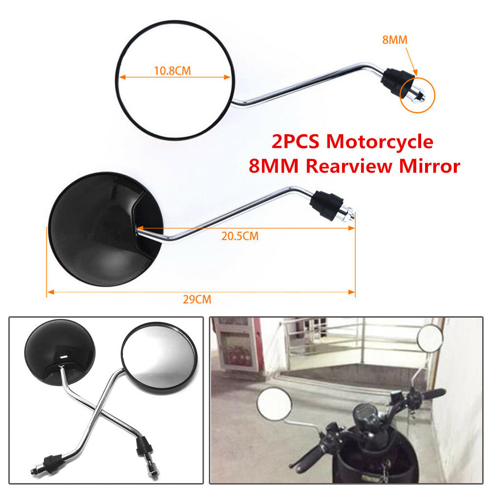 2-Pack Motorcycle Scooter Electric Motorcycle 8mm Rearview Side Mirrors Retro- n