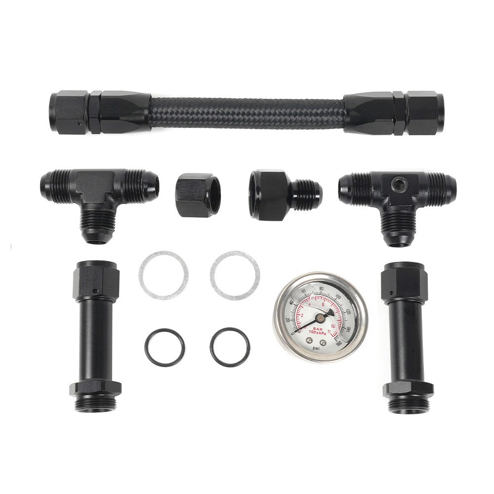 Braided Dual Feed Carb Fuel Line Kit Holley 4150 Carburetor Black Anodized AN8 Q