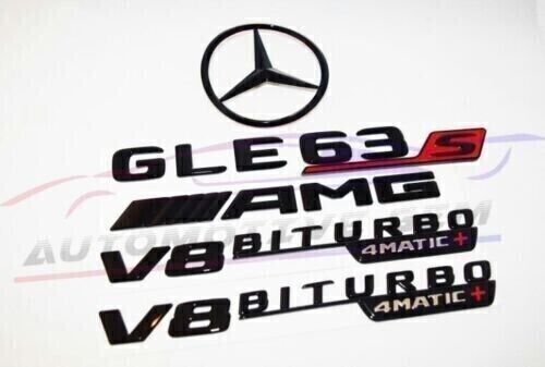 GLE63S SUV AMG V8 BITURBO 4MATIC+ Rear Star Emblem glossy Black Combo for v167