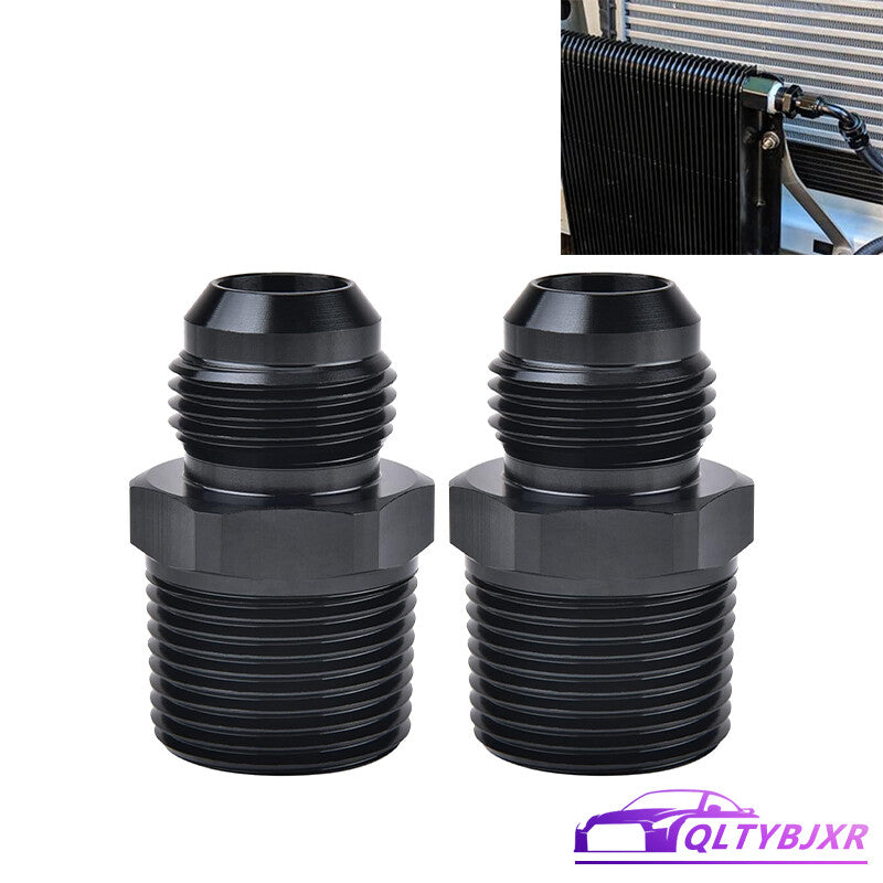 2Pcs 3/4 NPT to10AN Adapter Pipe Thread to AN10 Male Flare Fitting Black